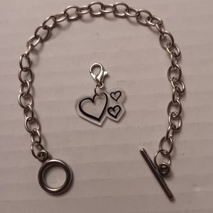 4/$60 New Toggle Charm Bracelet with Hearts Charm - Hand-Made Charm